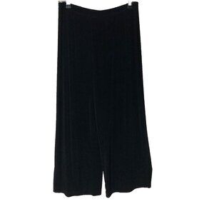 NWT The Travel Collection Black Slinky Knit Wide Leg Crop‎ Pants Women M USA